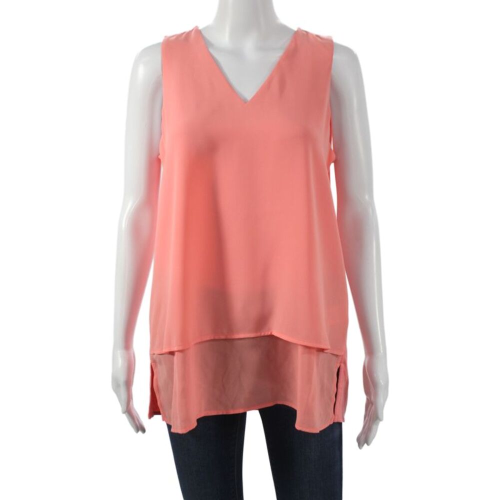 Michael Michael Kors Womens Sleeveless V-Neck Tunic Tank Pink Polyester Size M